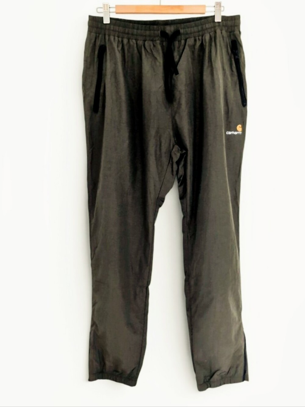 Carhartt Men's Wind Pants XXL NWT Army Green Elastic Cuffs Zippers Mesh Lining
